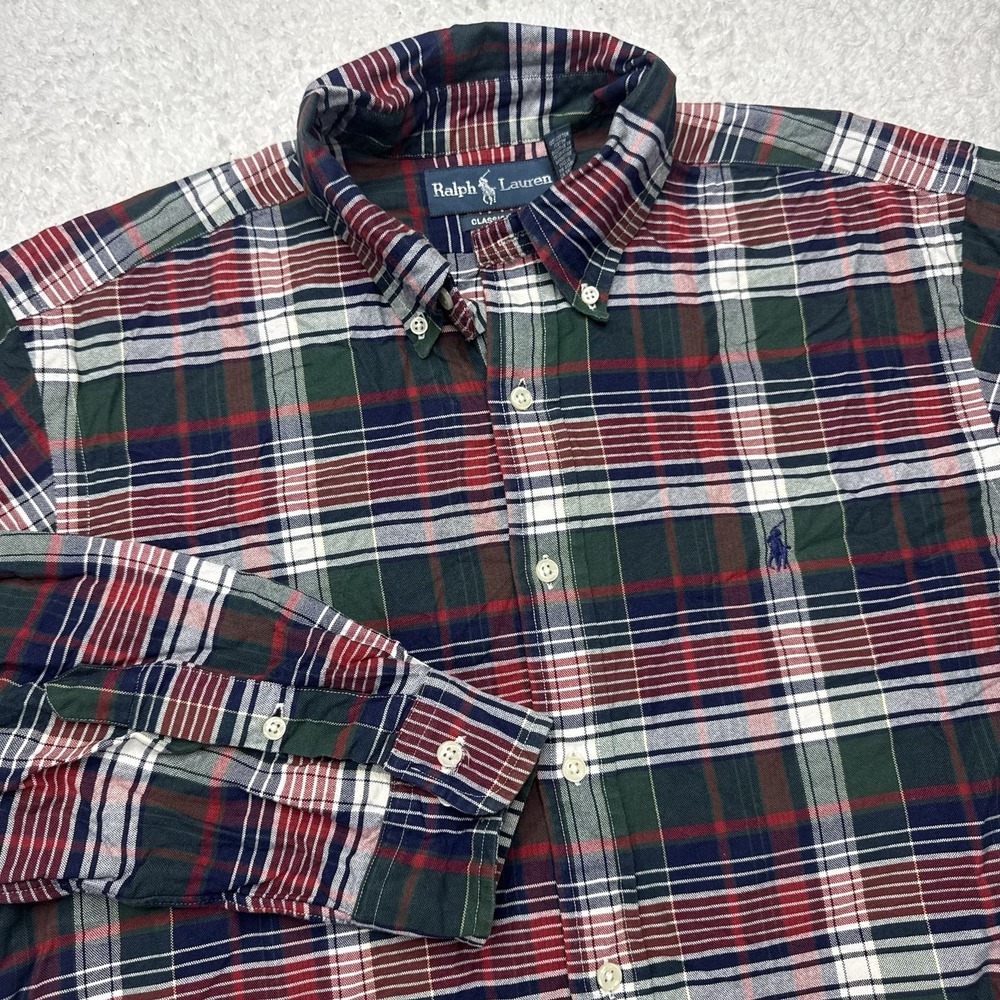 Ralph Lauren Button Down Shirt Mens 16 32/33 Multicolor Plaid Classic Fit Cotton